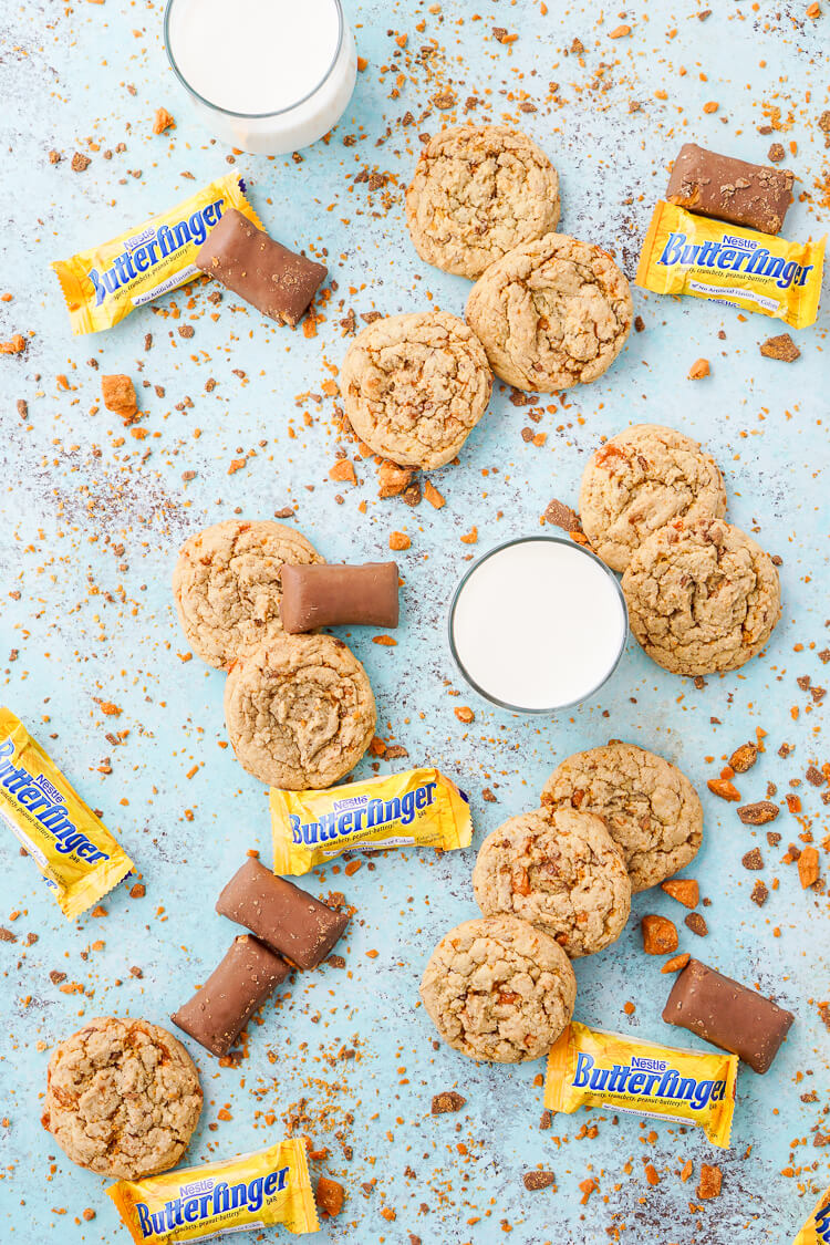 These Butterfinger Pudding Cookies are everything you love about the classic candy bar in a chewy, buttery, sweet cookie!