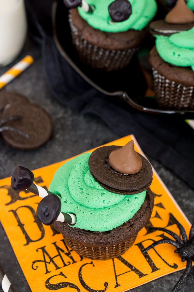 These Melted Witch Cupcakes are fun, cute, and delicious! They're easy to build and the perfect way to bring the Halloween spirit to life at your party!