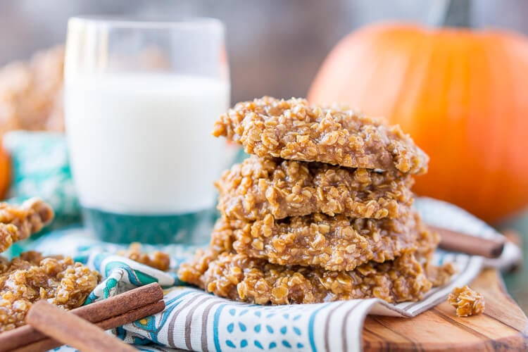 These Pumpkin No Bake Cookies are crazy delicious and so simple to make! Made with oatmeal, pumpkin spice pudding mix, sugar, butter, and more, these cookies will be a hit at home, the office, or a party! Don't let fall pass you by without making a batch!