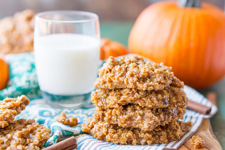 These Pumpkin No Bake Cookies are crazy delicious and so simple to make! Made with oatmeal, pumpkin spice pudding mix, sugar, butter, and more, these cookies will be a hit at home, the office, or a party! Don't let fall pass you by without making a batch!