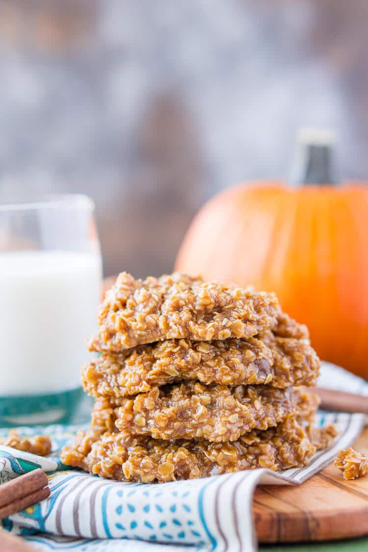These Pumpkin No Bake Cookies are crazy delicious and so simple to make! Made with oatmeal, pumpkin spice pudding mix, sugar, butter, and more, these cookies will be a hit at home, the office, or a party! Don't let fall pass you by without making a batch!