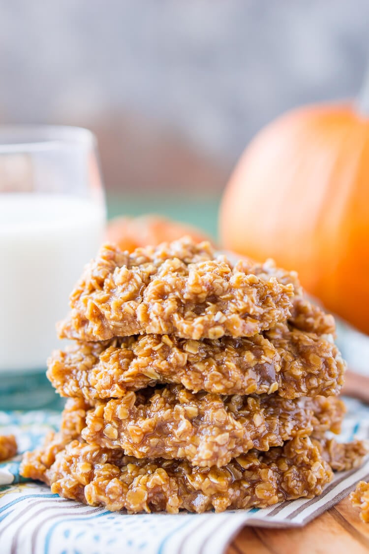 These Pumpkin No Bake Cookies are crazy delicious and so simple to make! Made with oatmeal, pumpkin spice pudding mix, sugar, butter, and more, these cookies will be a hit at home, the office, or a party! Don't let fall pass you by without making a batch!