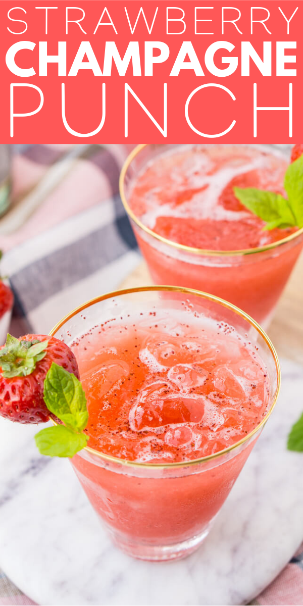 This Strawberry Champagne Punch is the ultimate pink drink! It’s sparkly, easy to make, and loaded with strawberry sweetness!