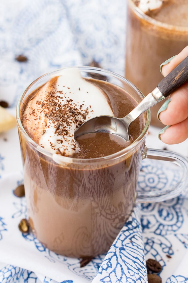 This Hot Chocolate Coffee is an indulgent blend of thick and creamy hot chocolate and bold hot dark roast coffee. The perfect brunch or dessert beverage for the holidays!