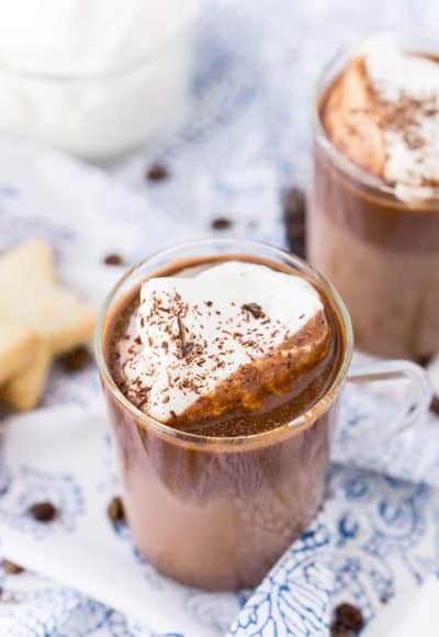 This Hot Chocolate Coffee is an indulgent blend of thick and creamy hot chocolate and bold hot dark roast coffee. The perfect brunch or dessert beverage for the holidays!