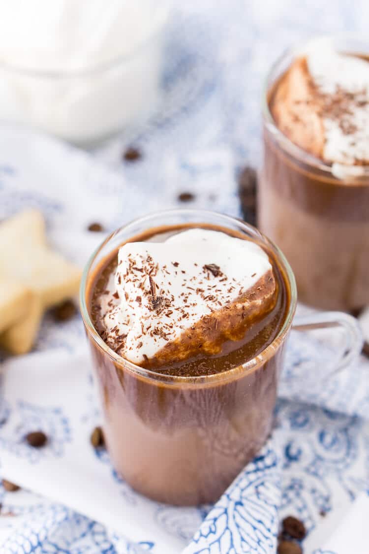 This Hot Chocolate Coffee is an indulgent blend of thick and creamy hot chocolate and bold hot dark roast coffee. The perfect brunch or dessert beverage for the holidays!