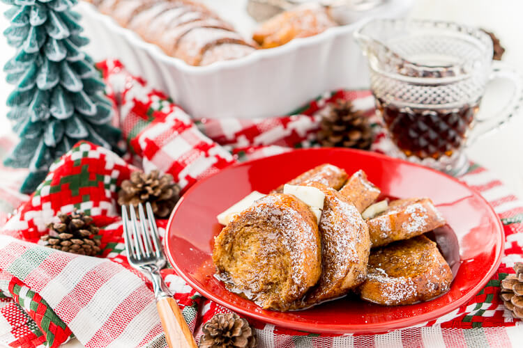 This Gingerbread French Toast Bake Casserole is the perfect way to kick off a snowy holiday morning, or any morning for that matter! It's easy to make and bursting with the sweet and spicy flavors of gingerbread and you can prep it the night before if you'd like!