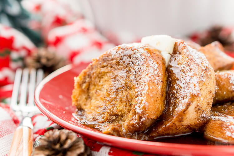 This Gingerbread French Toast Bake Casserole is the perfect way to kick off a snowy holiday morning, or any morning for that matter! It's easy to make and bursting with the sweet and spicy flavors of gingerbread and you can prep it the night before if you'd like!