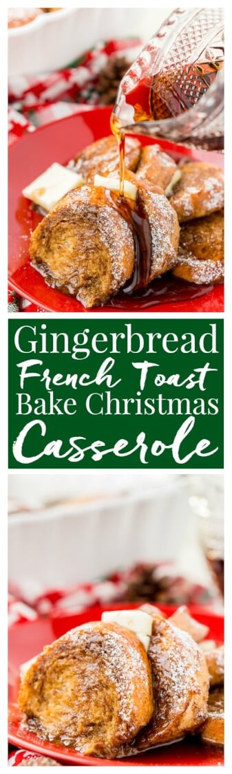 This Gingerbread French Toast Bake Casserole is the perfect way to kick off a snowy holiday morning, or any morning for that matter! It's easy to make and bursting with the sweet and spicy flavors of gingerbread and you can prep it the night before if you'd like! via @sugarandsoulco