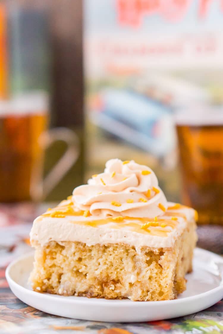 This Harry Potter Butterbeer Poke Cake is a magical, sweet, and comforting dessert every witch, wizard, and muggle will love!