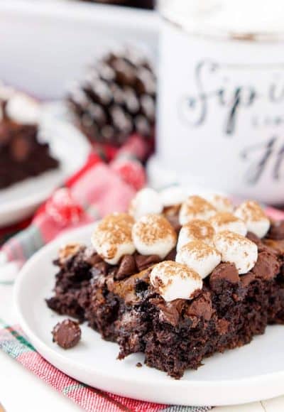 With this Hot Chocolate Dump Cake, there's no need to decide between hot cocoa and chocolate cake – you can have both! An easy holiday dessert made with just six ingredients!