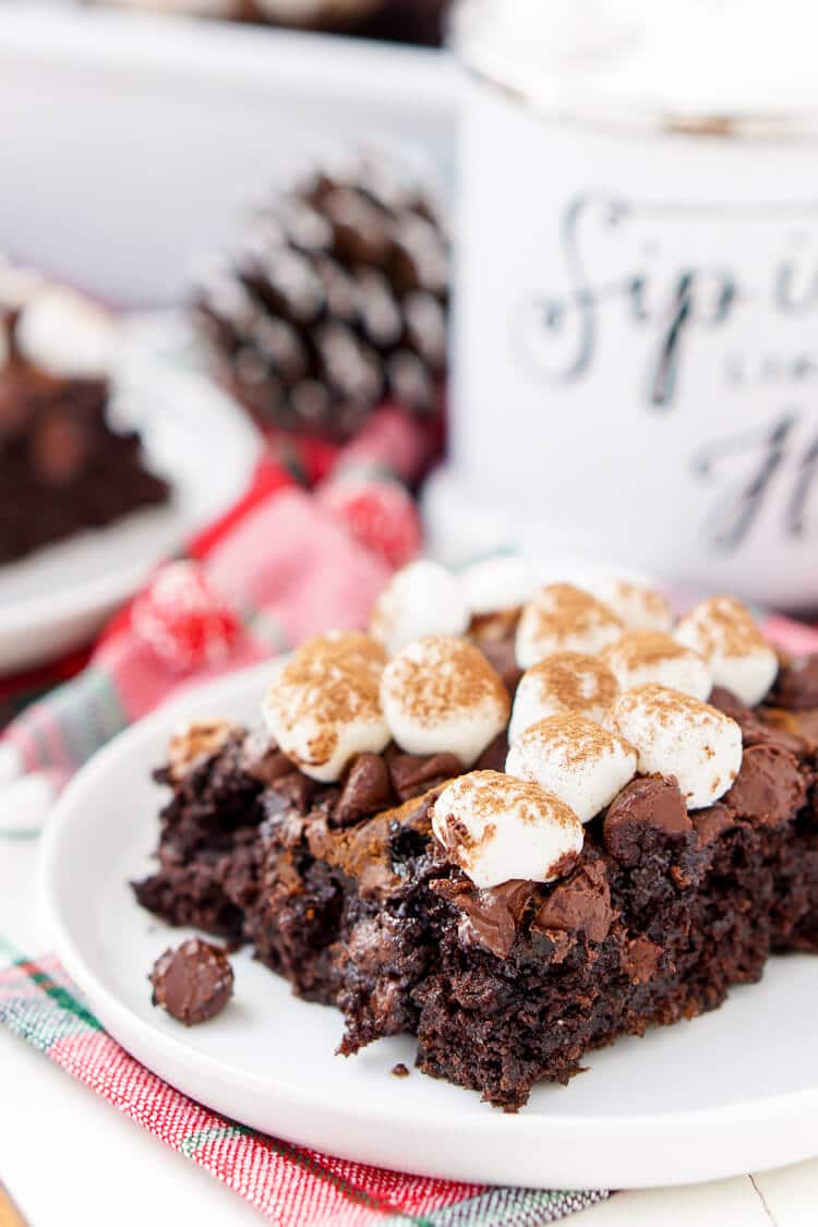 With this Hot Chocolate Dump Cake, there's no need to decide between hot cocoa and chocolate cake – you can have both! An easy holiday dessert made with just six ingredients!