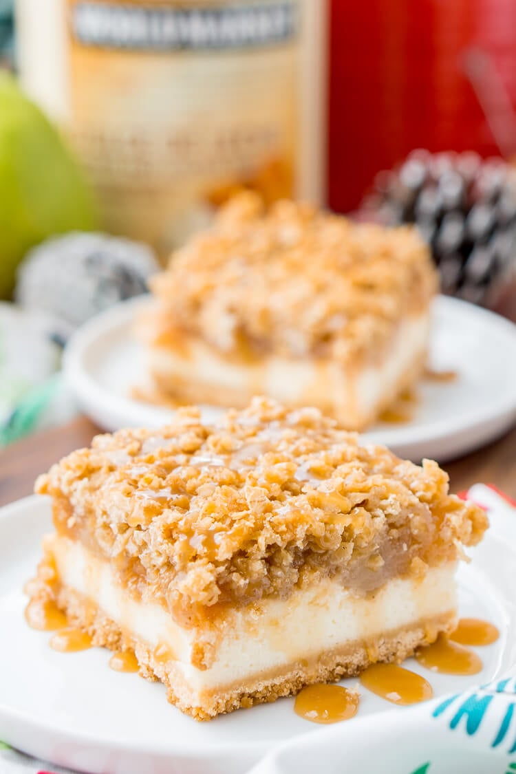 These Caramel Pear Cheesecake Bars are inspired by “a partridge in a pear tree” from the classic holiday song “12 Days of Christmas.” These decadent layered bars represent traditions old and new, and are a perfect dessert for sharing this holiday season!