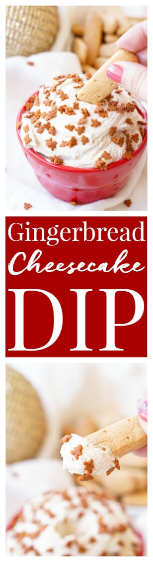 Gingerbread Cheesecake Dip is an easy and no-bake 4-ingredient dessert that's perfect when you need a festive treat in a pinch. via @sugarandsoulco