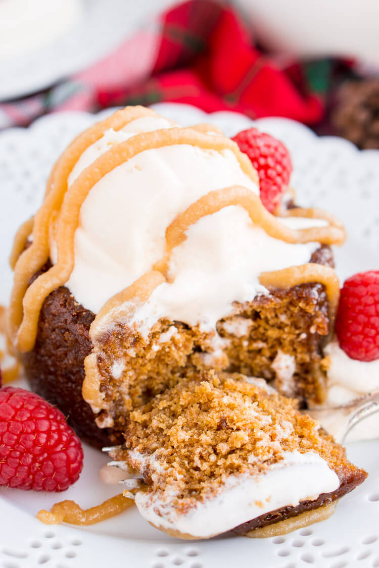 Sticky Toffee Pudding is a rich and cozy cake laced with fig puree and soaked in a sticky toffee sauce. A decadent, sweet, and comforting dessert that can be made up to 4 days ahead of time!