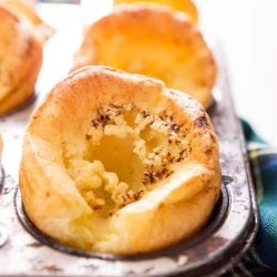 Easy Yorkshire Pudding Popovers are classic, 5-ingredient, English rolls that are delicious, quick and easy to make, and disappear fast! Pair them with a Sunday roast dinner or smother them in jam for breakfast!