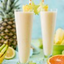 Tropical Smoothie is a delicious way to get in some vitamin C, protein, and potassium for breakfast or as an afternoon snack! It's loaded with orange juice, lime juice, lemon juice, banana, pineapple, and coconut extract for an extra fruity tropical flavor!