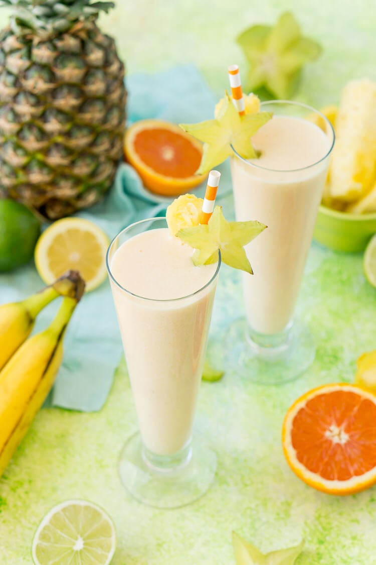 How to make a tropical smoothie with protein and vitamin c.