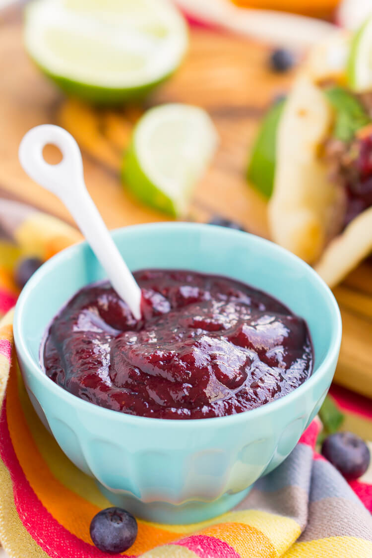 This Homemade Blueberry Barbecue Sauce can be made in minutes and is a fun flavor twist to add to burger, chicken, and more!