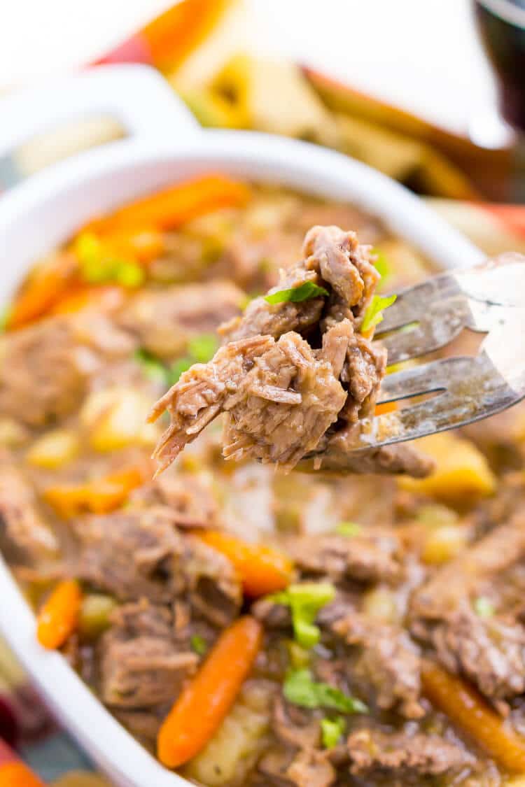 Instant Pot Pot Roast is a fast and delicious homestyle dinner recipe that's ready in about an hour with an Instant Pot or eight hours with a slow cooker. Loaded with carrot, potatoes, celery!