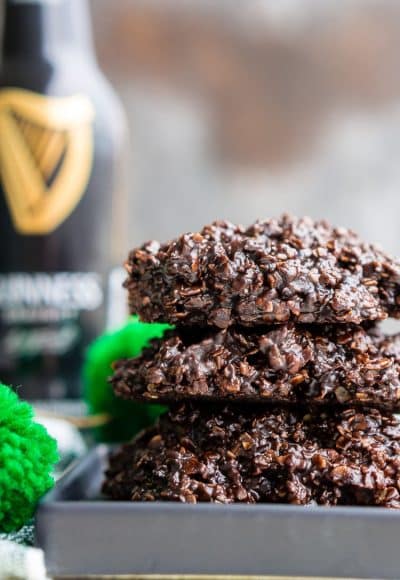 Dark Chocolate Guinness No Bake Cookies are a rich, delicious, and easy dessert for St. Patrick's Day that's made with Irish stout.