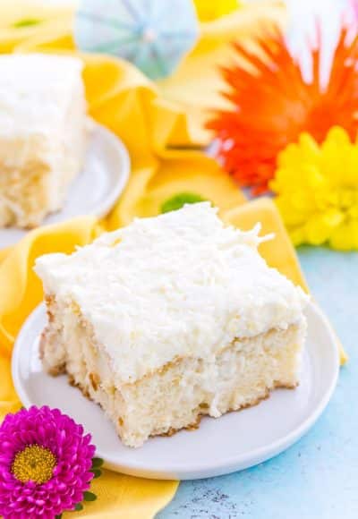 This Coconut Poke Cake is easy to make, loaded with coconut flavor, and the perfect dessert for your spring and summer celebrations.