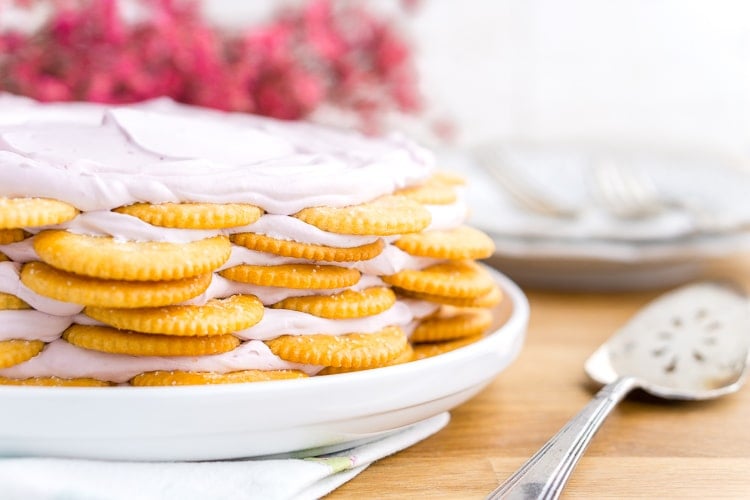 This Ritz Cracker & Grape Jelly Icebox Cake is an old fashioned, no bake, 3-ingredient dessert the whole family will love! It's super EASY to make and you can whip it up the day before!