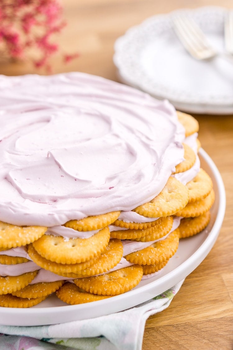 This Ritz Cracker & Grape Jelly Icebox Cake is an old fashioned, no bake, 3-ingredient dessert the whole family will love! It's super EASY to make and you can whip it up the day before!