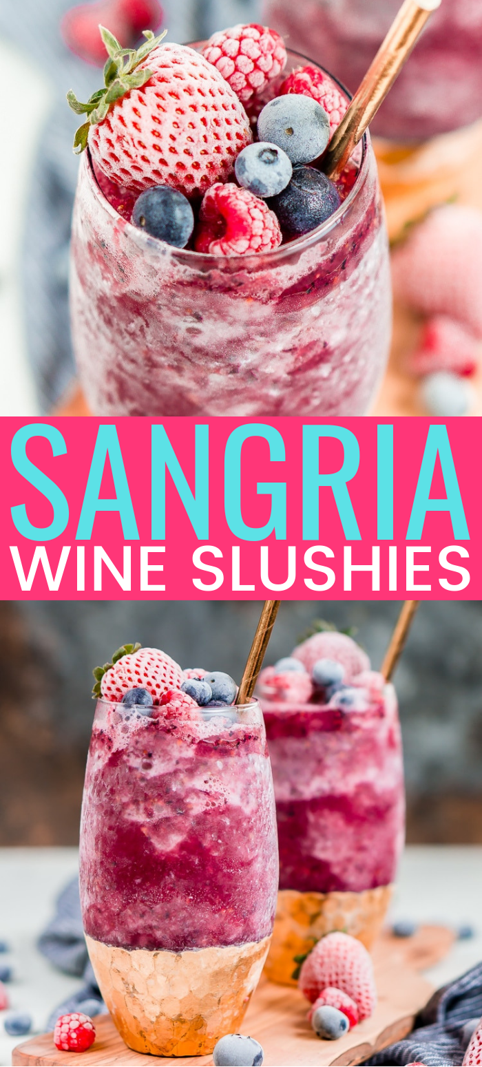 Sangria Slushies are loaded with berry and citrus flavors and Red Moscato making it the perfect frozen cocktail for summer! via @sugarandsoulco