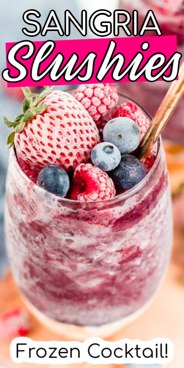 Sangria Slushies are loaded with berry and citrus flavors and Red Moscato making it the perfect frozen cocktail for summer! via @sugarandsoulco