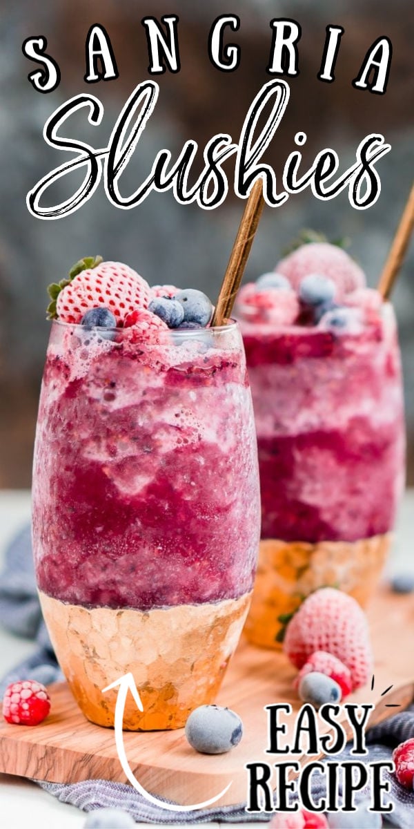 Sangria Slushies are loaded with berry and citrus flavors and Red Moscato making it the perfect frozen cocktail for summer! via @sugarandsoulco