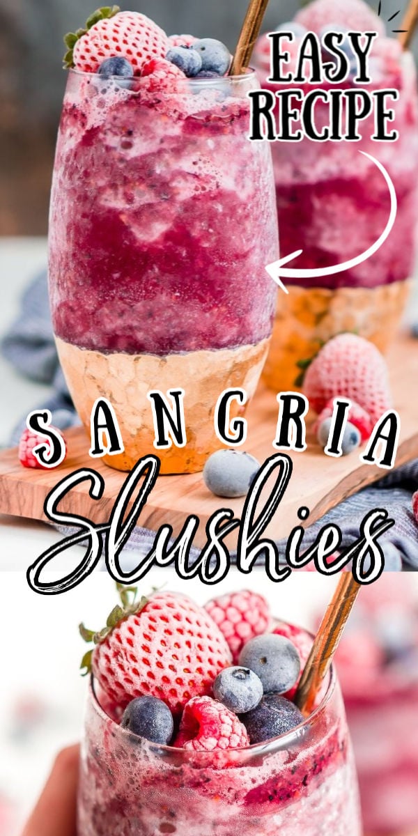 Sangria Slushies are loaded with berry and citrus flavors and Red Moscato making it the perfect frozen cocktail for summer! via @sugarandsoulco