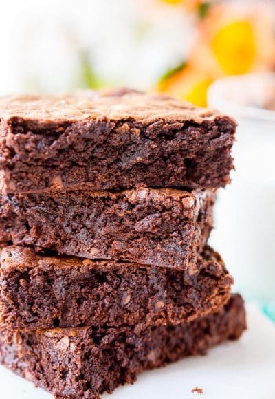 These classic Fudge Brownies are loaded with rich, deep, chocolate flavor and have a crisp top and fudgy center and are sure to be loved by everyone!