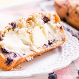 Blueberry Ice Cream Bread is a delicious and easy sweet bread recipe made with just six ingredients and ready in less than an hour!