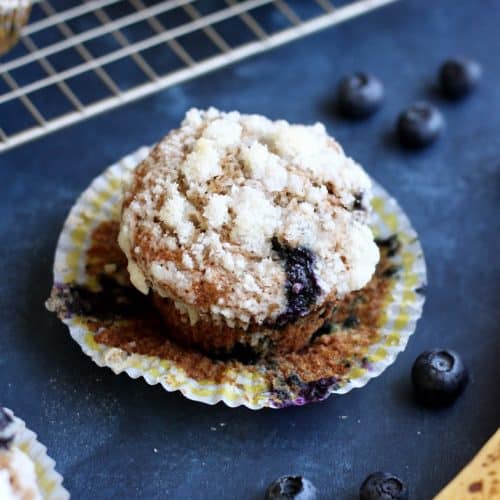 Banana Blueberry Whole Wheat Muffins