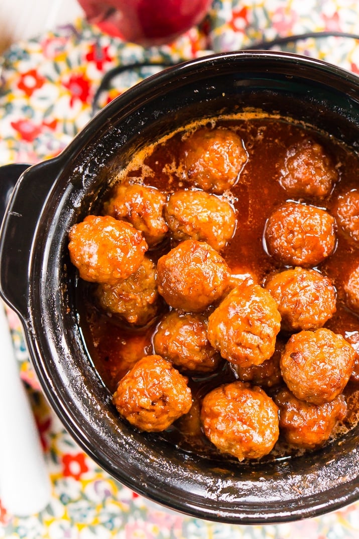 These Apple Cocktail Meatballs are an easy party food appetizer that’s made in the slow cooker and loaded with flavors that will tantalize your taste buds!