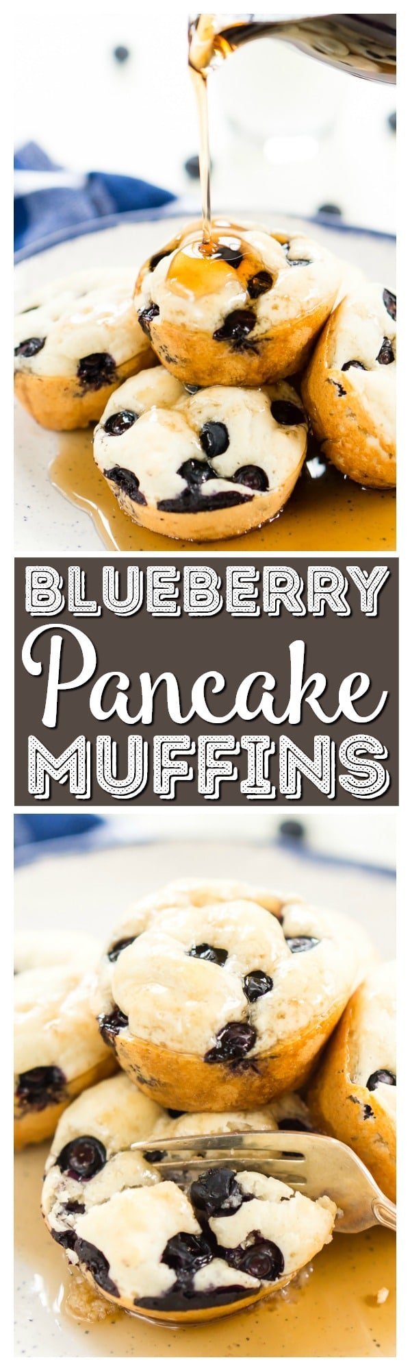 Blueberry Pancake Muffins jsou jednoduché, přenosné, 4-přísada snídaně nebo svačinu vás i vaše děti budou milovat. Ideální pro ty bláznivé školní ráno nebo víkendy na cestách, nebo si je můžete vychutnat doma s máslem a javorovým sirupem! via @ sugarandsoulco