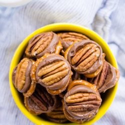 Pretzel Turtles are made with just three ingredients and everyone will love the mix of salty and sweet in this delicious little dessert candy!