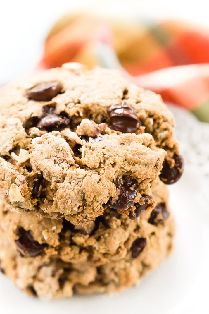 These Pumpkin Chocolate Chip Breakfast Cookies are a hearty and wholesome start to your fall mornings! They're loaded with pumpkin, oatmeal, whole wheat, apple sauce, and more! Whip them up in less than 30 minutes and enjoy them all week long!