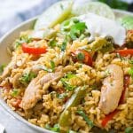 This Chicken Fajita Rice is packed with authentic Mexican flavors. It's a super easy, delicious, and filling Mexican fried rice perfect for lunch or dinner.