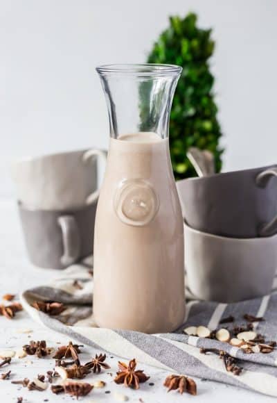 This Homemade Irish Cream Recipe is way better than the store-bought version, delicious notes of coffee, coconut, almond, chocolate, and loaded with Irish Whiskey and cream.