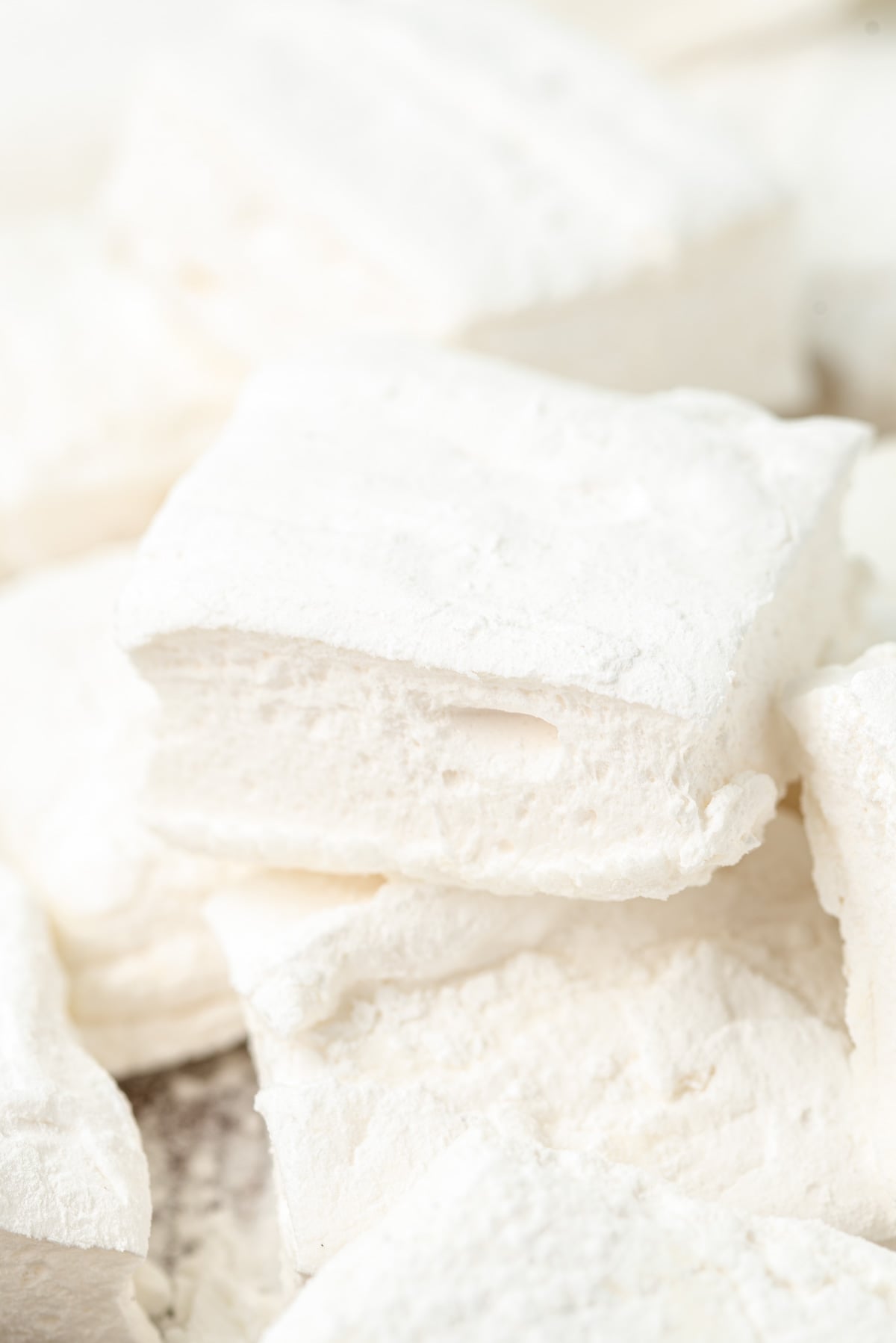 Close up of homemade marshmallows.