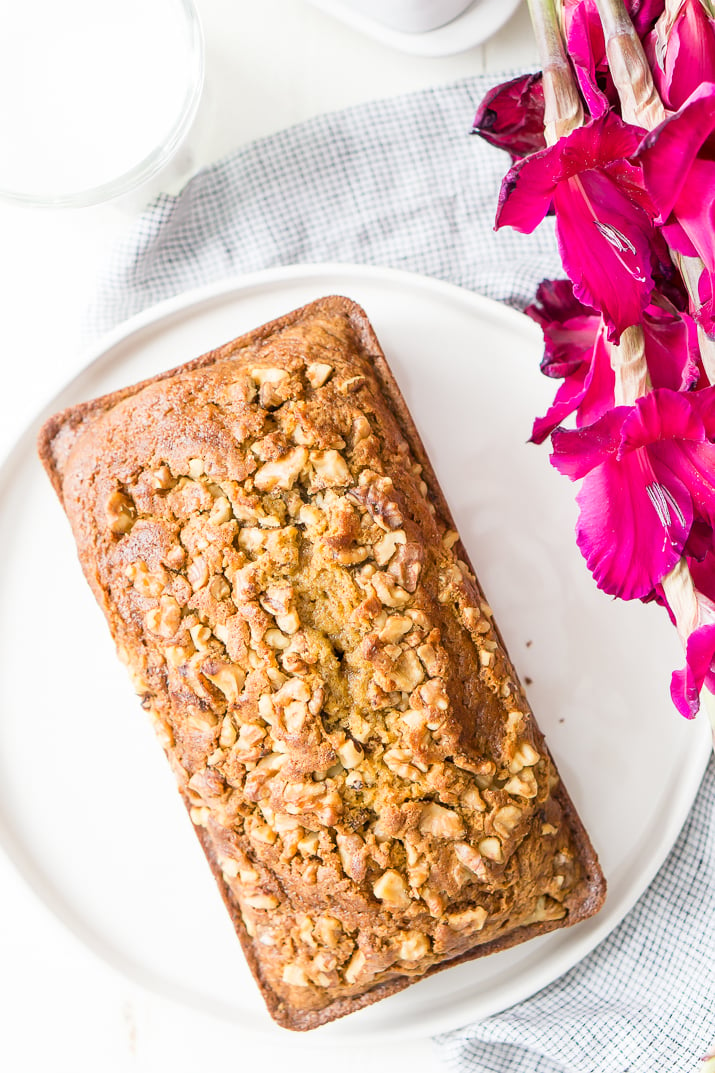 This Spiced Pumpkin Bread Recipe is loaded with amazing spices and chopped walnuts!