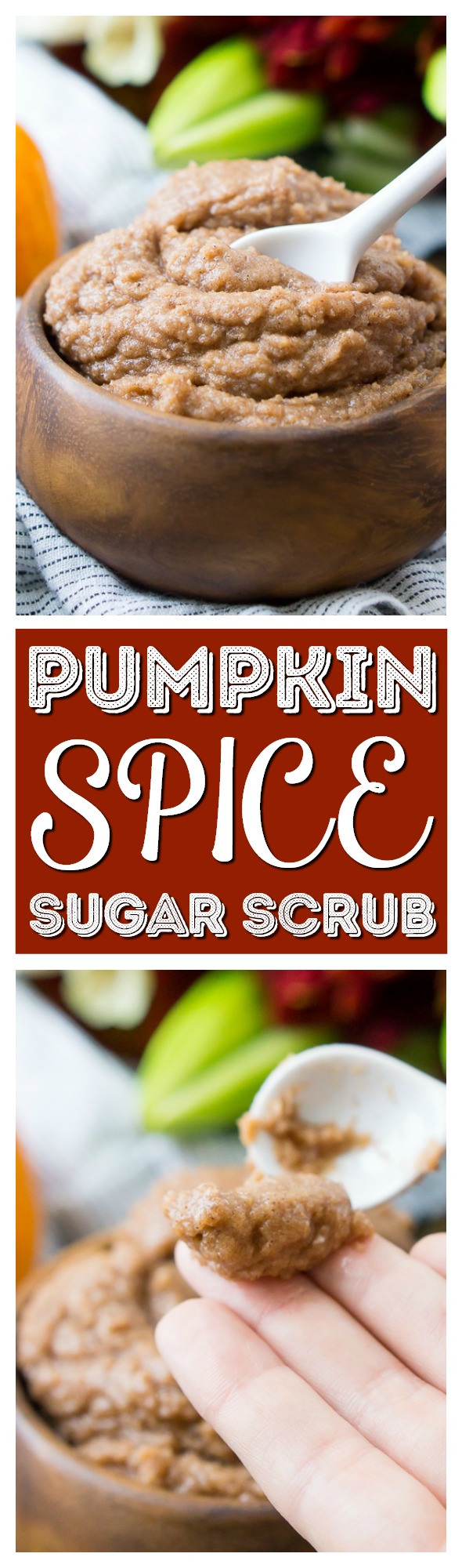 This Pumpkin Spice Sugar Scrub is an easy DIY beauty recipe that will have your skin feeling soft and smelling seasonal! Made with coconut oil, sugar, and spices! via @sugarandsoulco