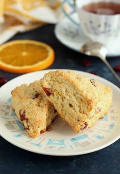 These delicious Cranberry Orange Scones are great for breakfast, as an afternoon snack, or even as a dessert. The smaller portion is perfect for a quick bite on the go without the guilt.