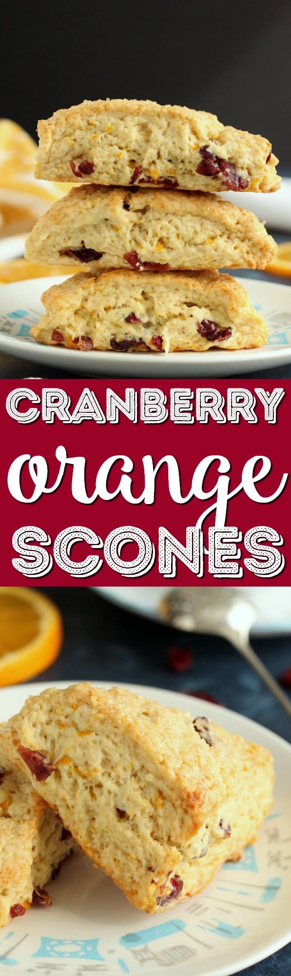 These delicious Cranberry Orange Scones are great for breakfast, as an afternoon snack, or even as a dessert. The smaller portion is perfect for a quick bite on the go without the guilt. via @sugarandsoulco