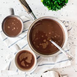 This French Hot Chocolate is rich and creamy and perfect for the holiday season! Made with just a few ingredients, everyone will love this thick and chocolaty winter drink!
