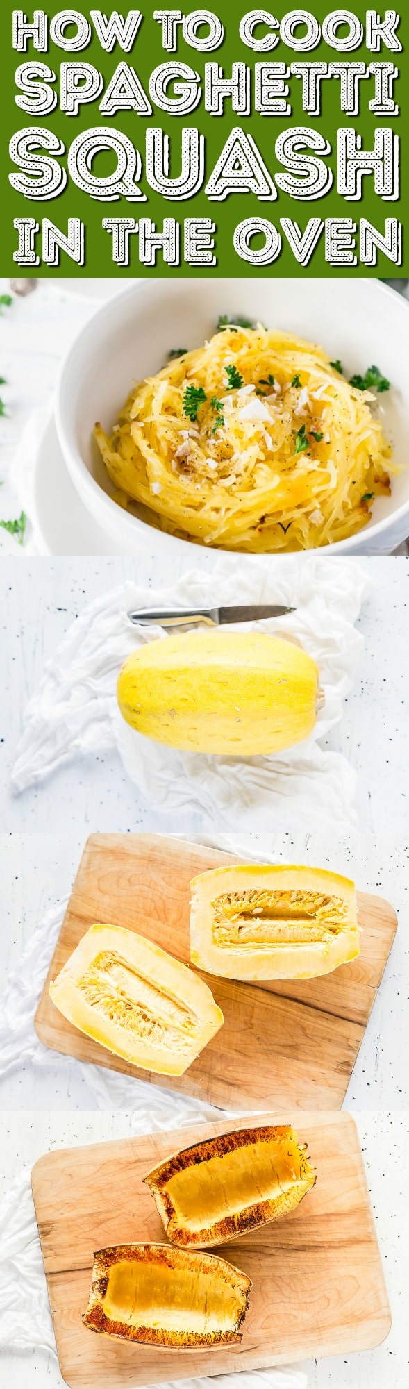 Use this simple step-by-step guide for How to Cook Spaghetti Squash in the oven for a delicious and healthy side dish, lunch, or dinner recipe! via @sugarandsoulco