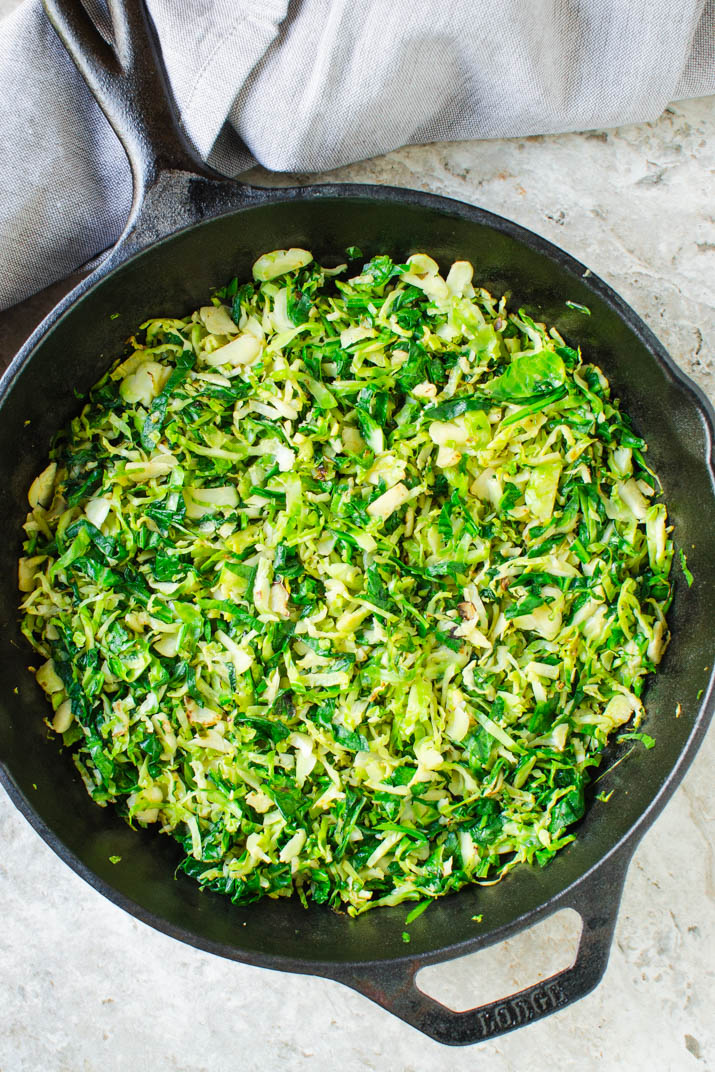 Orzo pasta salad with feta cheese, spinach, and brussels sprouts 