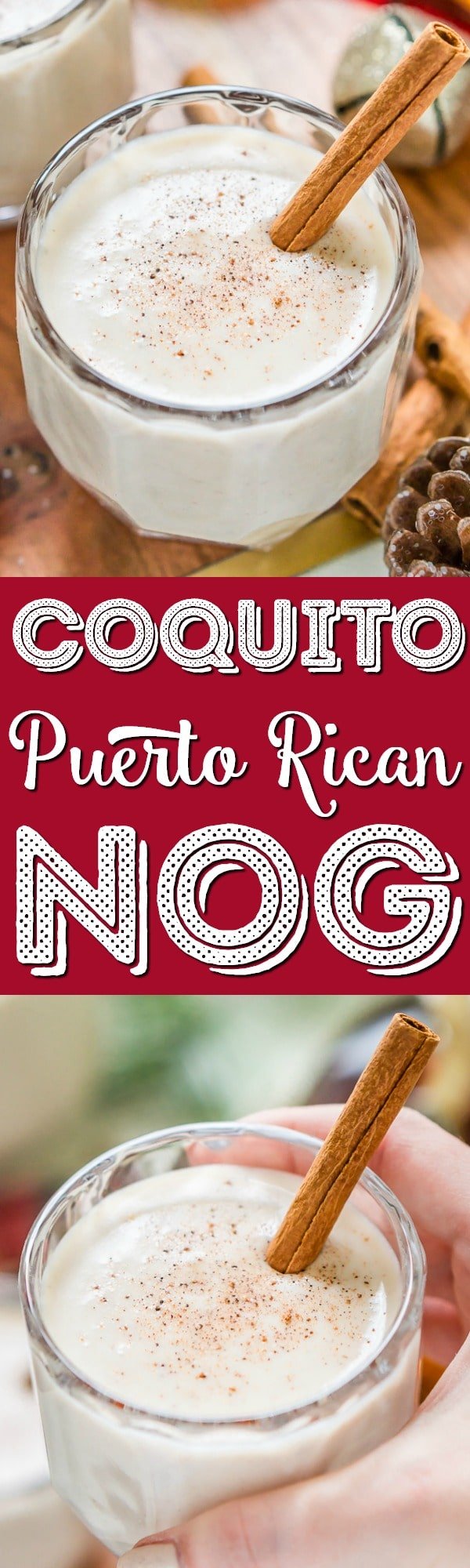 This Coquito recipe is a creamy and rich coconut-based Puerto Rican cocktail similar to an eggnog and a deliciously thick holiday drink loaded with spices and rum! via @sugarandsoulco